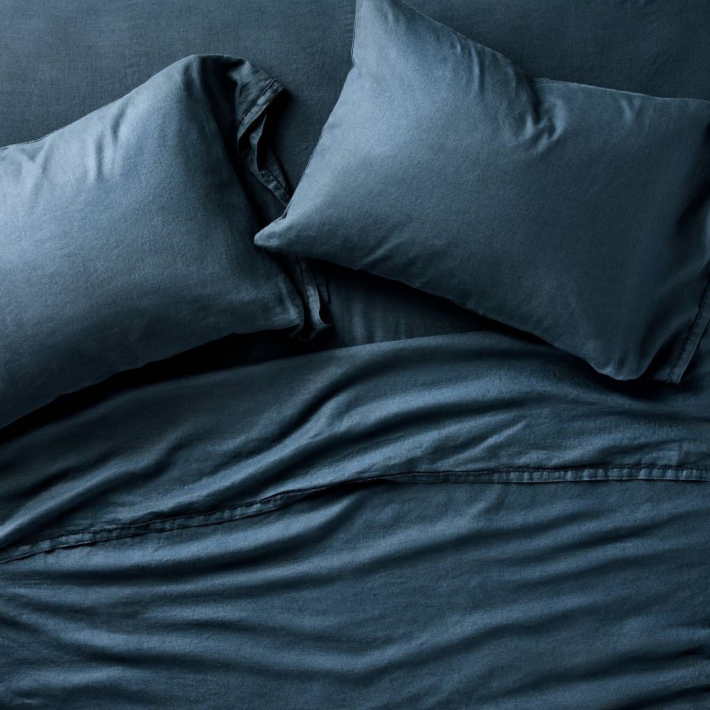 California King 100% Linen Sheet Set Dark Mineral Blue - Casaluna gallery