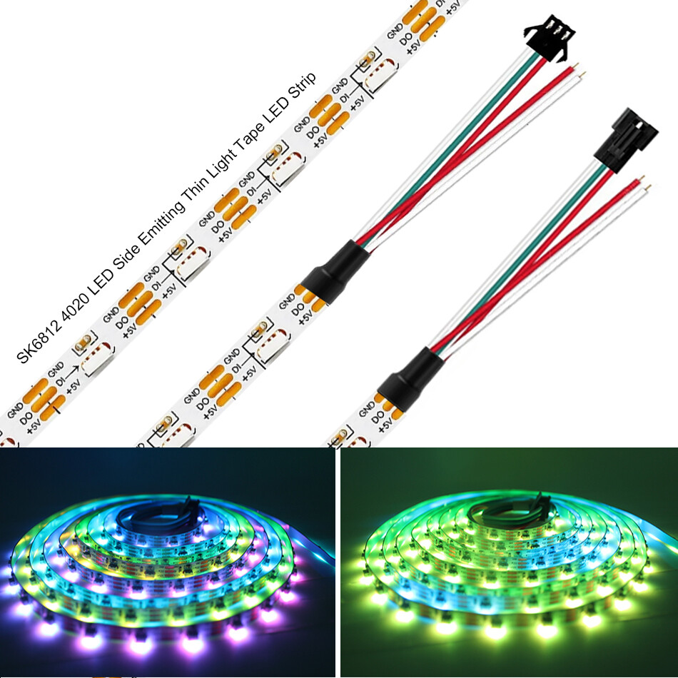 DC5V 12V SK6812 4020 LED Side Emitting Thin Light Tape LED Strip RGB WS2812B gallery