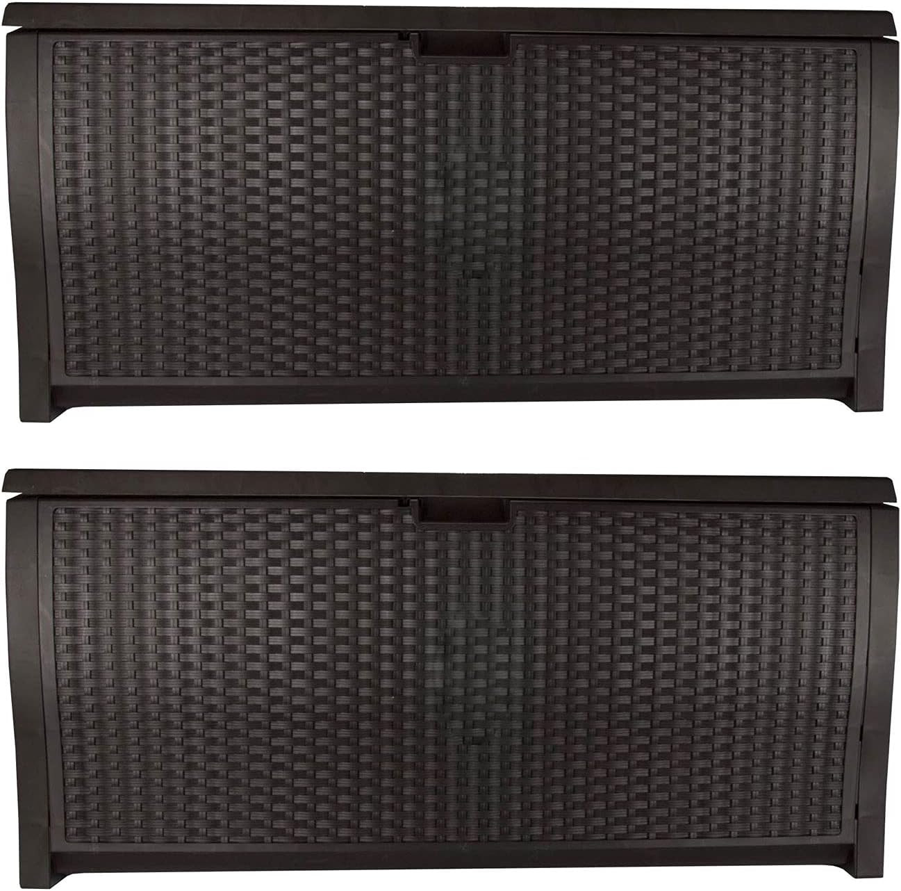 99 Gallon Plastic Wicker Deck Box Container Storage for Garden, Garage, Home, Po gallery
