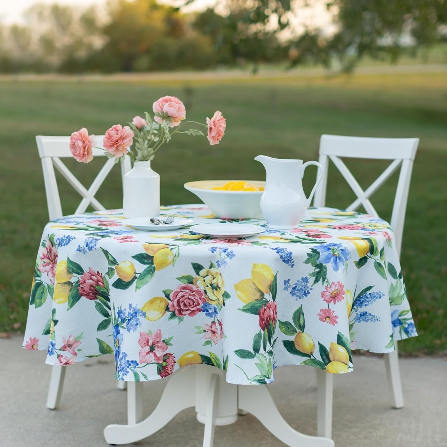 Spillproof Spring/Summer Durable Heavyweight Fabric Indoor Outdoor Tablecloth... gallery