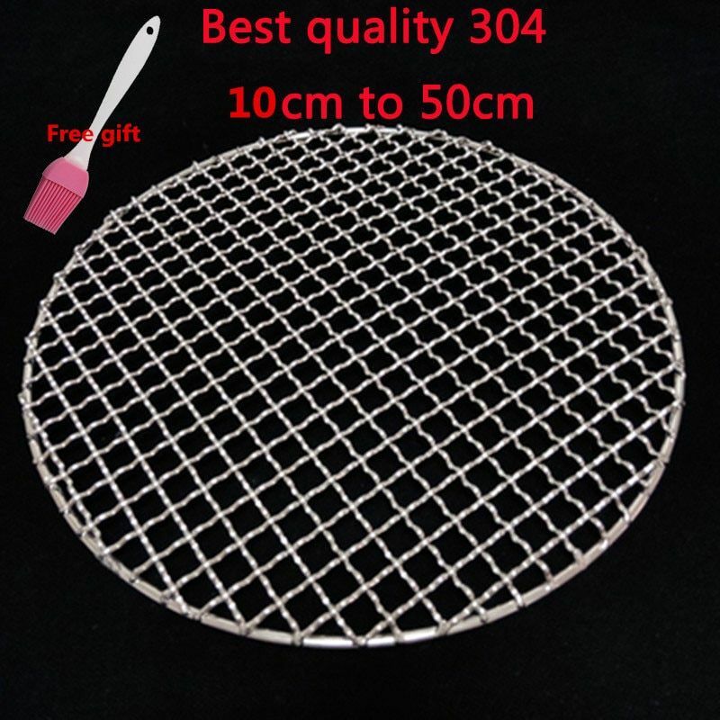 304 Stainless Steel BBQ Grill Mesh Round Roast Net Non-Stick Barbecue Rack gallery