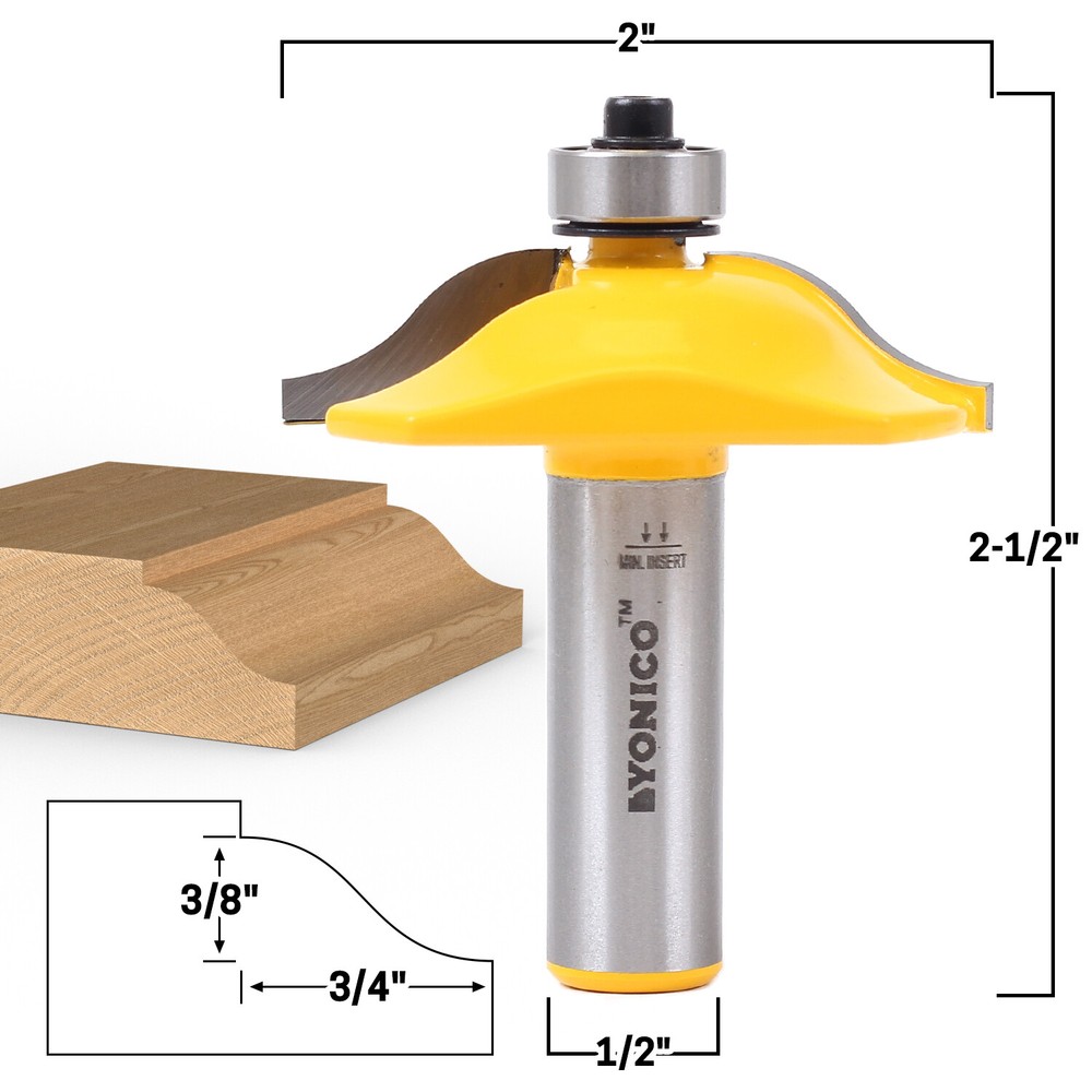 2" Diameter Raised Panel Router Bit - 1/2" Shank - Yonico 12137