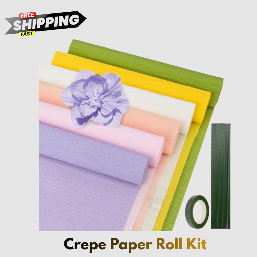 27 PCS Crepe Paper Flower Kit - 6 Rolls Crepe Paper Sheets with Flor... gallery