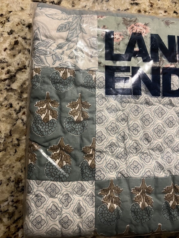 NWT Lands End Floral Square Patchwork Heirloom Standard Sham (1) Fresh Thyme Omb gallery