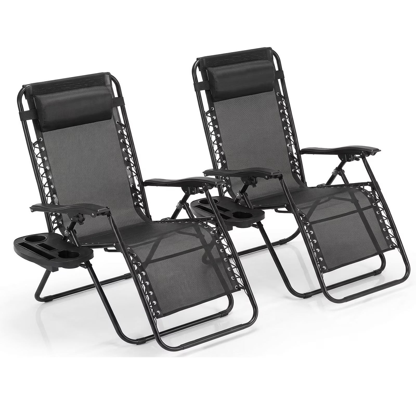 Alvantor 2-Pack Zero Gravity Lounge Chairs,Folding Recliners with Pillow & Cup H gallery