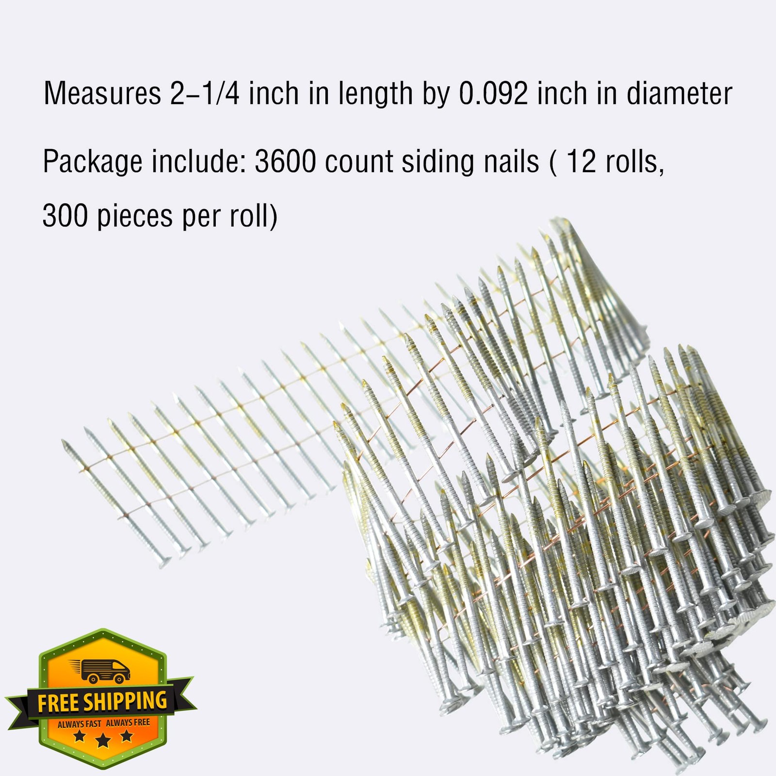 LiGuVCY 2-1/4" Wire Coil Ring Shank Siding Nails HD Galvanized 3600 Count gallery