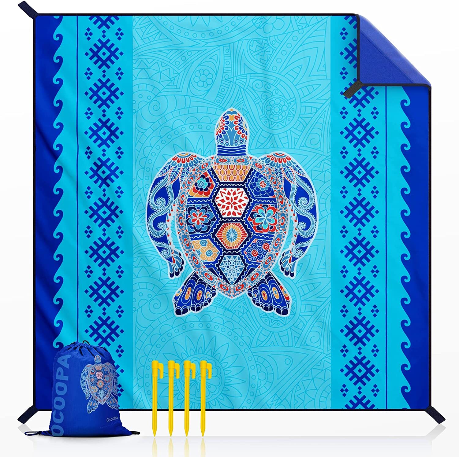 New! OCOOPA Diveblues Beach Blanket Sand proof 10'X 9' Fits 1-8 Adults Easy Pack gallery