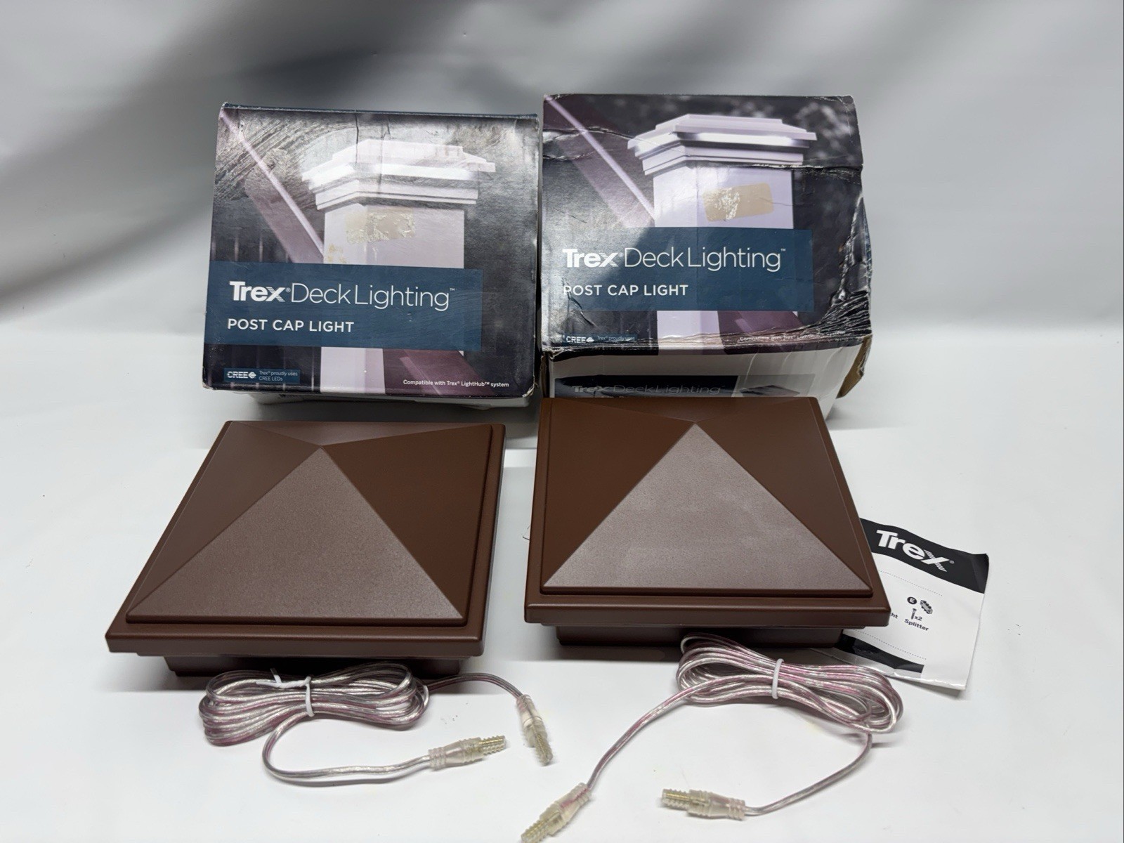 Lot Of 2 TREX DECKING PYRAMID LED POST CAP LIGHT LIGHTING FIRE PIT (brown) gallery