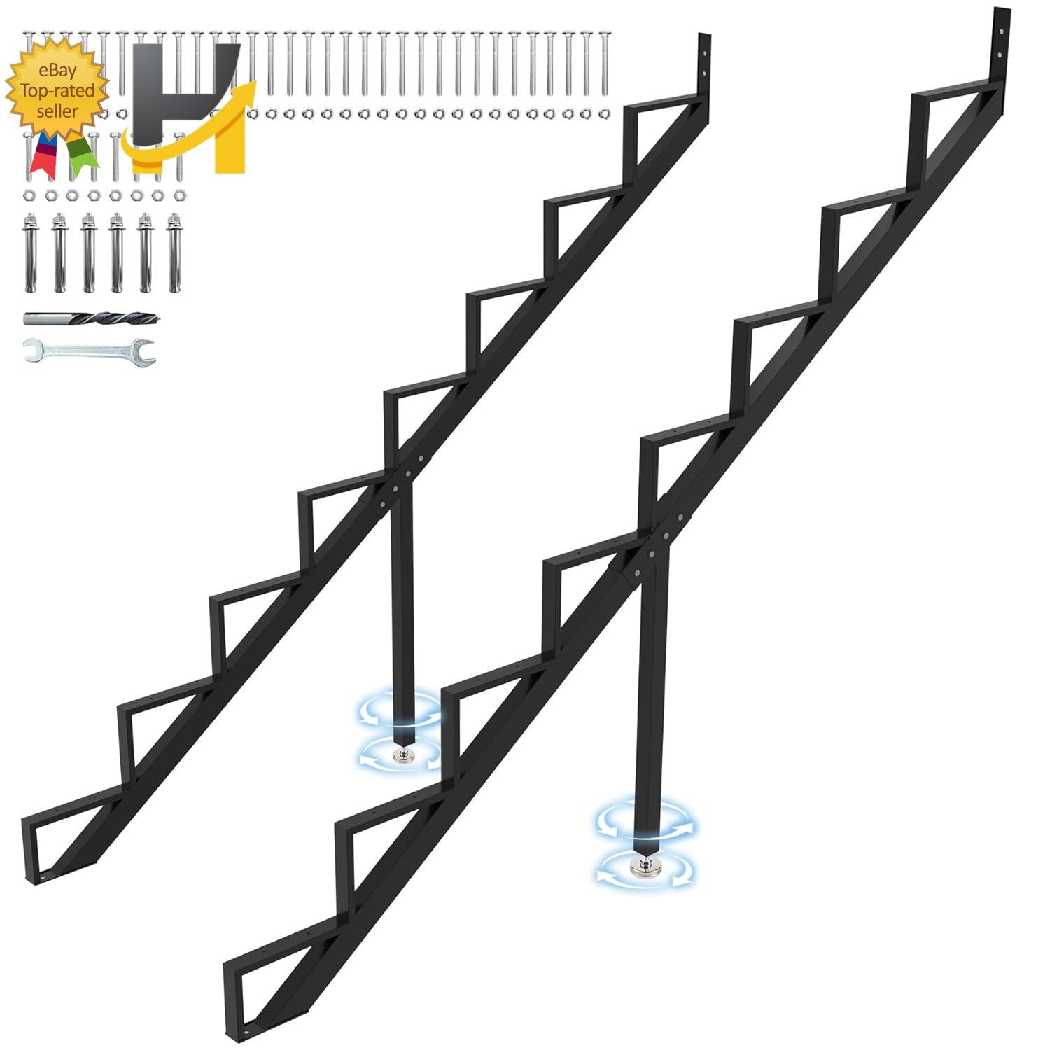 Toriexon 8 Step Metal Stair Stringers Steel Riser Deck Outdoor Steps 2 Pack NEW gallery