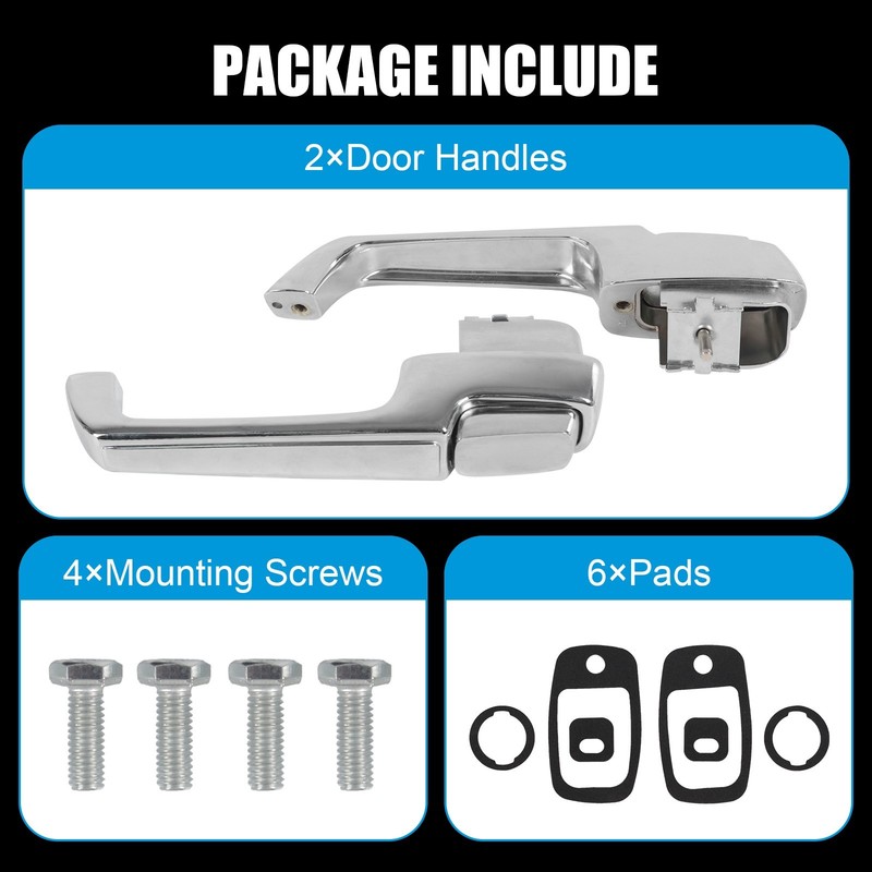 Chrome Pair Outside Door Handles For 1967-1972 Chevy C/K 10 20 30, GMC C/K 15 25 gallery