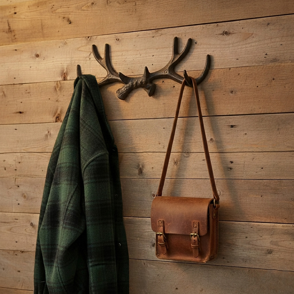 Deer Antler Coat Rack Wall Key Hook Towel Hat Hanger Cast Iron Rustic Brown gallery