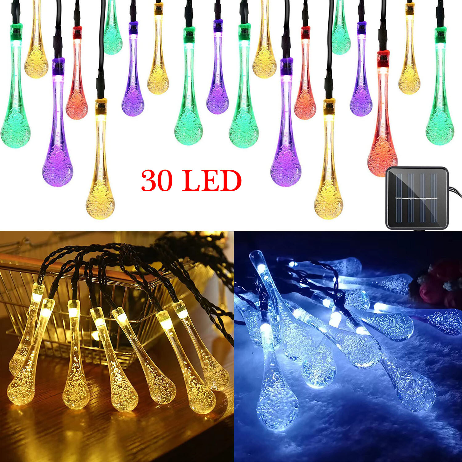 30 LED Solar Outdoor String Lights Solar Christmas Fairy Lights Garden Decor gallery