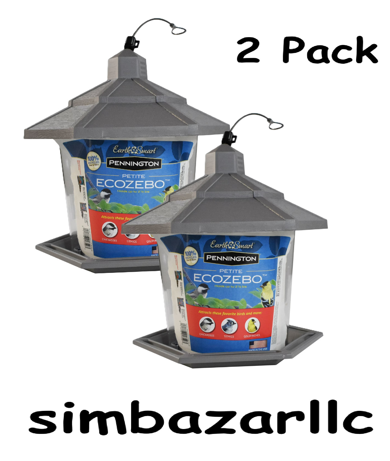 Pennington Earth Smart, Gray Plastic, Hopper Wild Bird Feeder, 2.5 lb, 2 Pk gallery