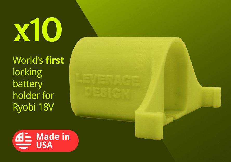 LOCKING! 10 Pack: Ryobi 18V ONE+ Battery Mounts / Hangers / Holders MADE IN USA gallery
