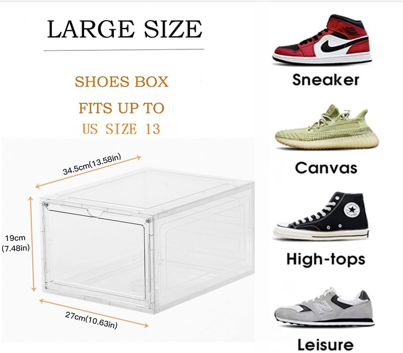 12 Clear Shoe Boxes Magnetic Drop Front Sneaker Rack Storage Organizer Stackable gallery