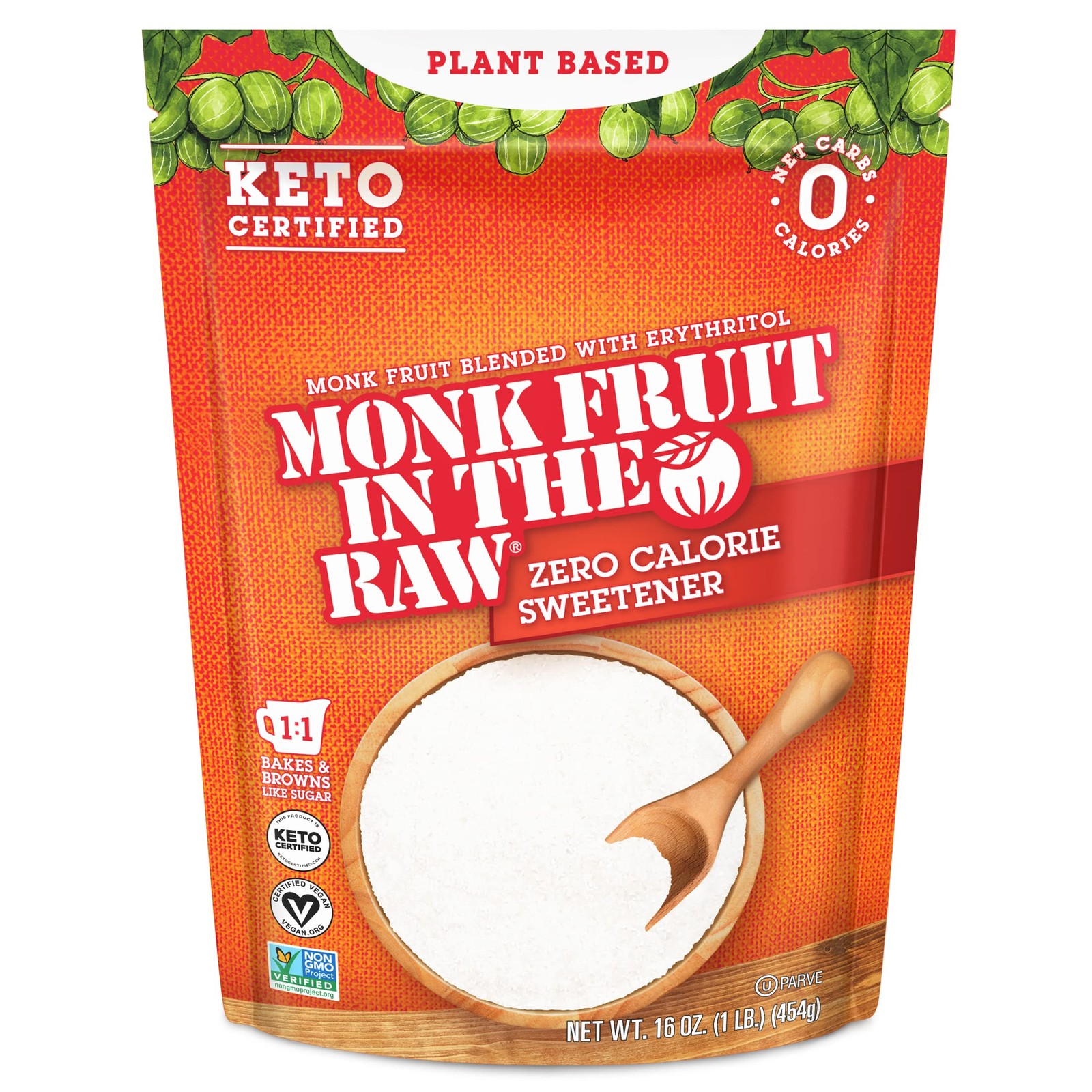 Monk Fruit In The Raw Sweetener Baker's Bag, 16 oz., 16 Ounce (Pack of 1) gallery