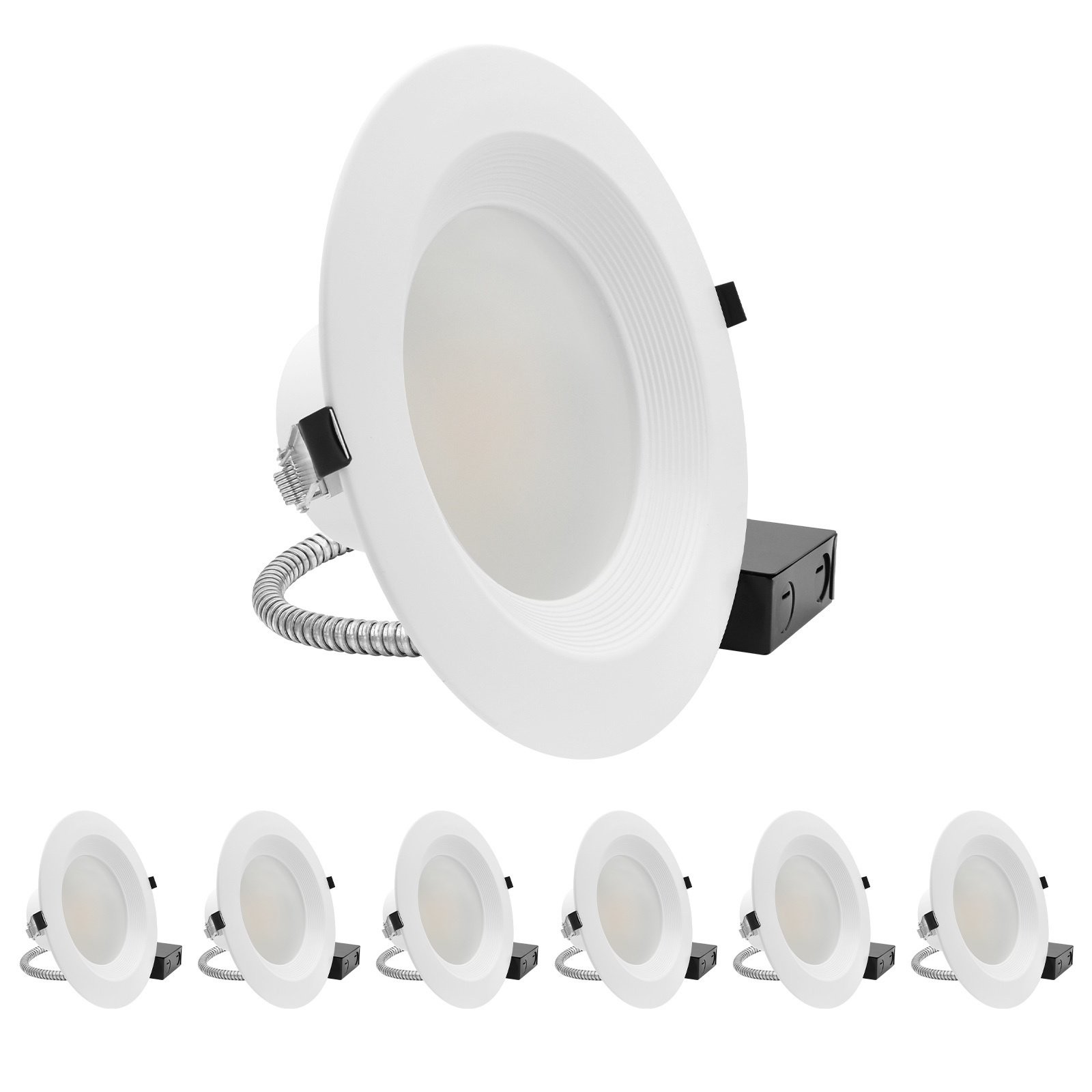Luxrite 8" Commercial LED Recessed Light, 5CCT, 27W, Up to 2700LM, 120-277V 6PK gallery