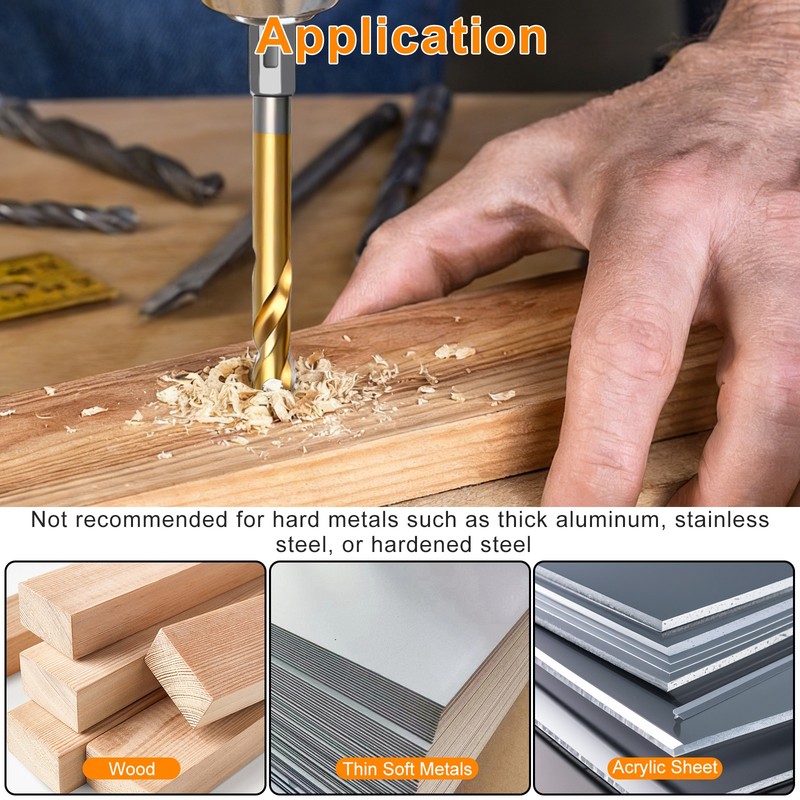 26pcs 1/4" Hex Shank Drill Bits Set HSS Quick Change Metric & SAE Twist Drills gallery