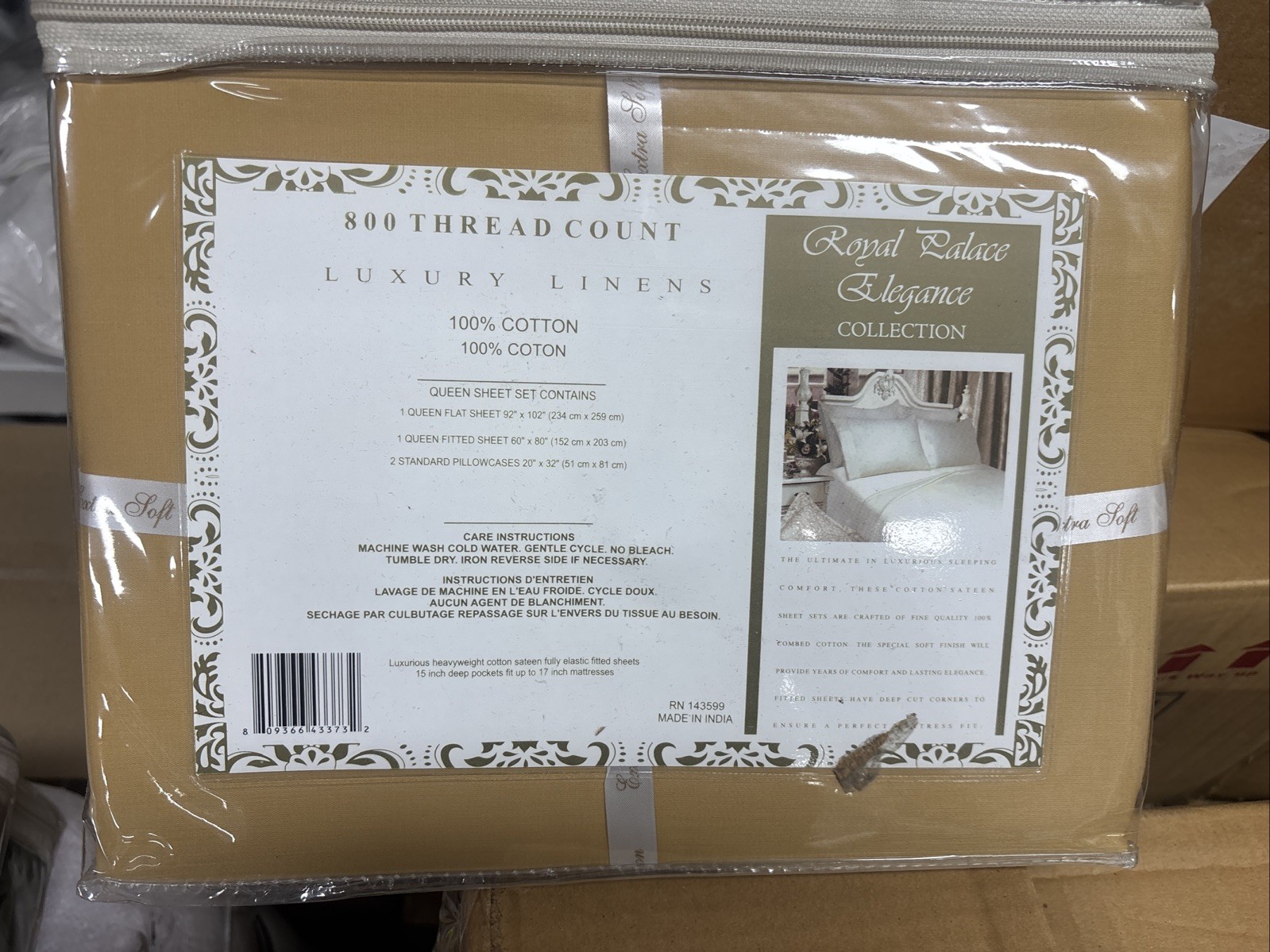 QUEEN SHEET SET ROYAL PALACE Collection 800 Thread Count 100% COTTON GOLD NEW!! gallery