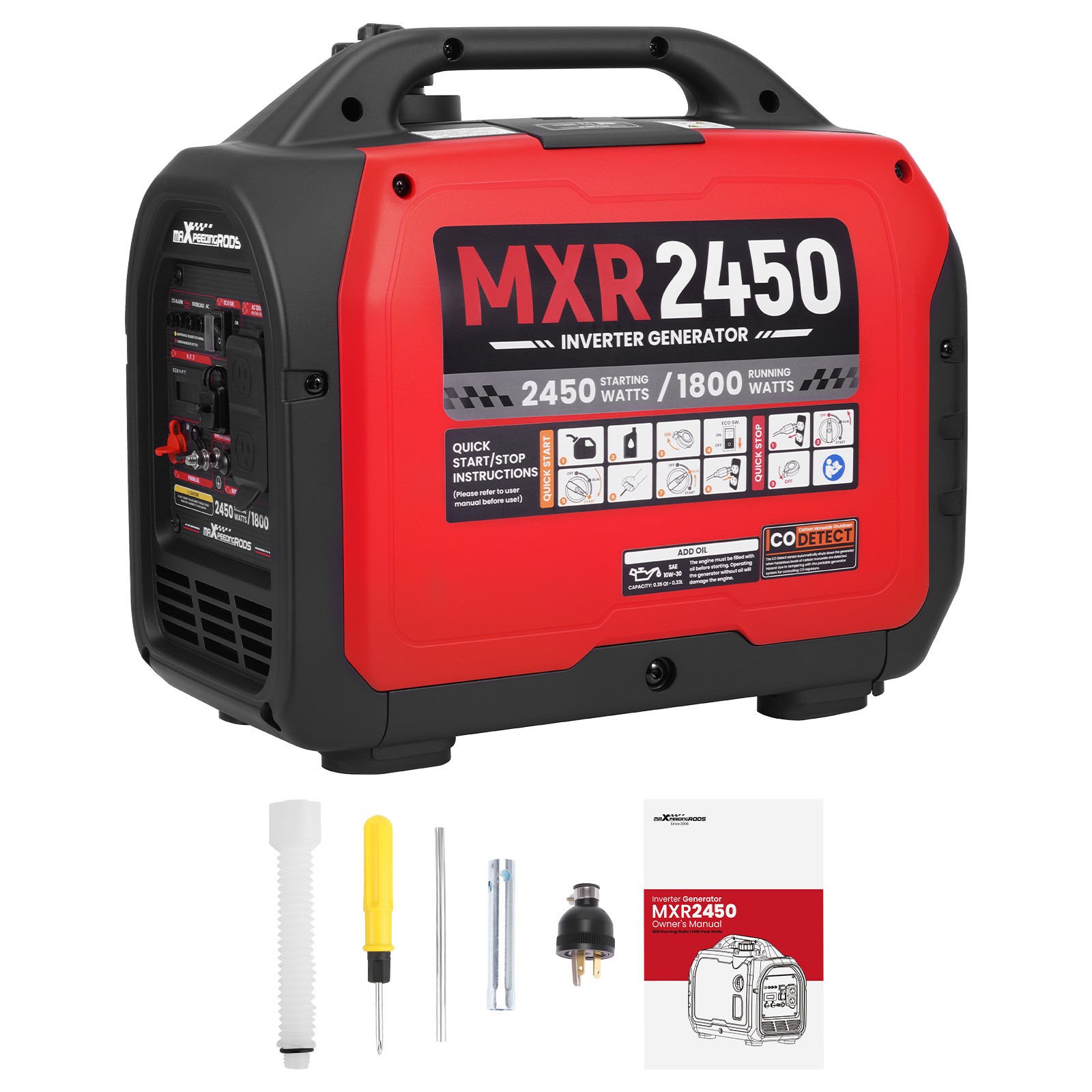 2.4KW Portable Inverter Generator – 2x120V 20A Outlets + USB for Camping Trips gallery