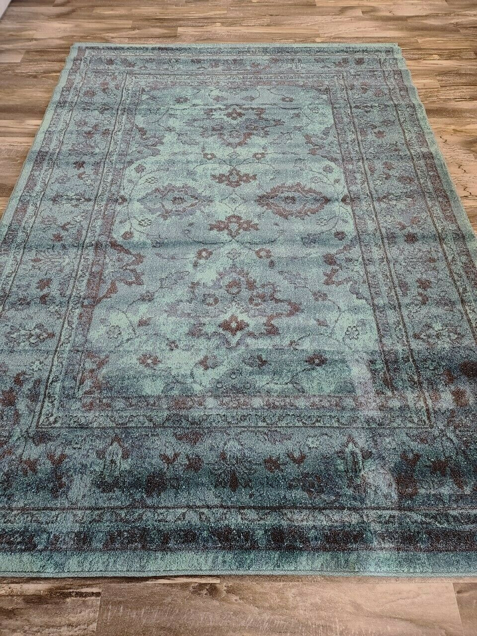 7x10 (6'7" x 9'8") Subtle Traditional Teal Blue Brown Area Rug **FREE SHIPPING** gallery