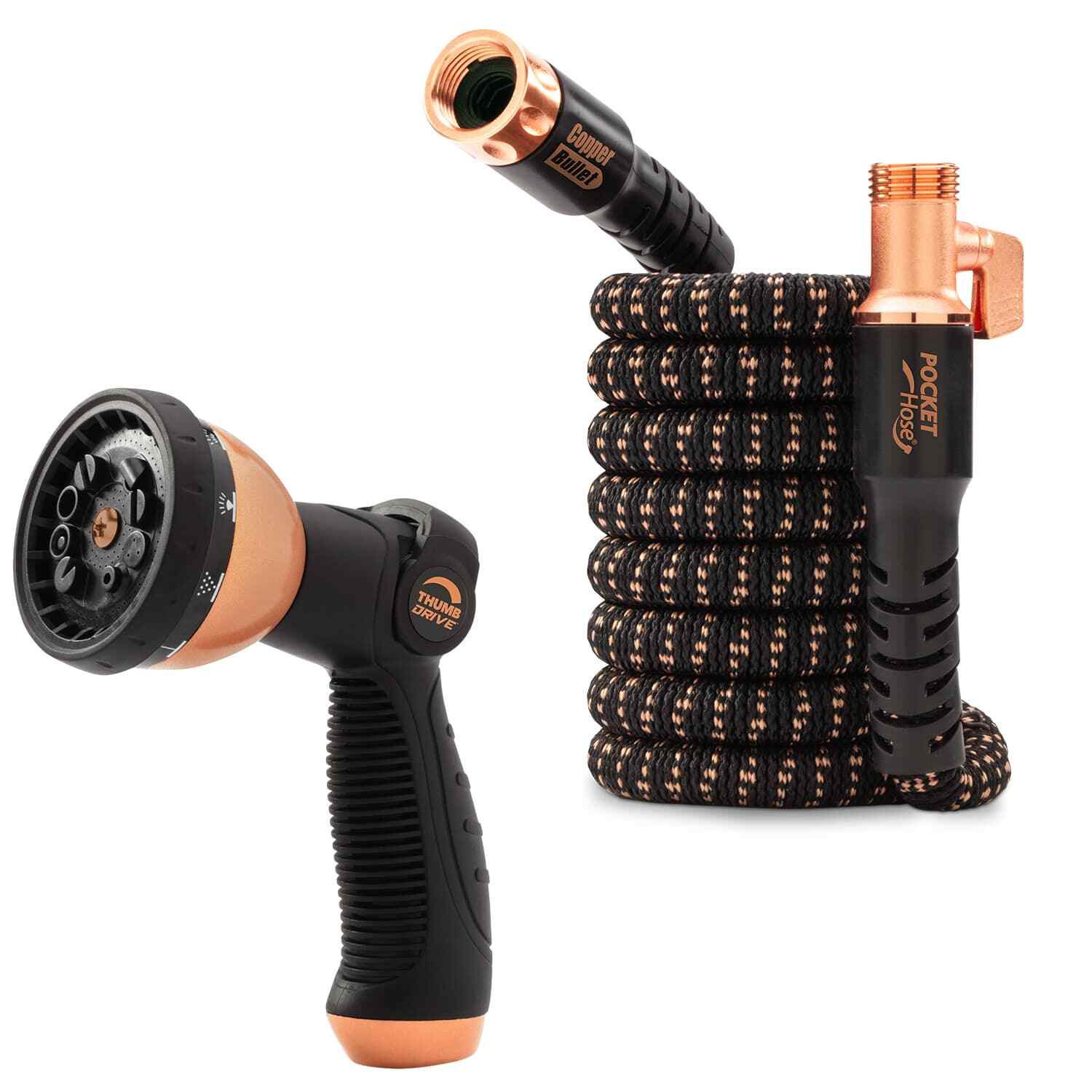 Pocket Hose Copper Bullet 25 FT With Thumb Spray Nozzle AS-SEEN-ON-TV, 650psi gallery