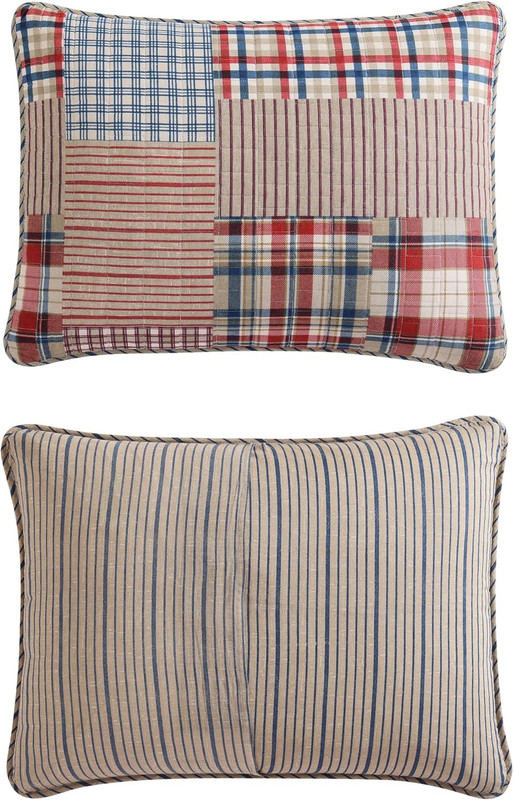 King Quilt Set Reversible Cotton Bedding Patchwork Shams Rustic Brown Indigo3pc gallery