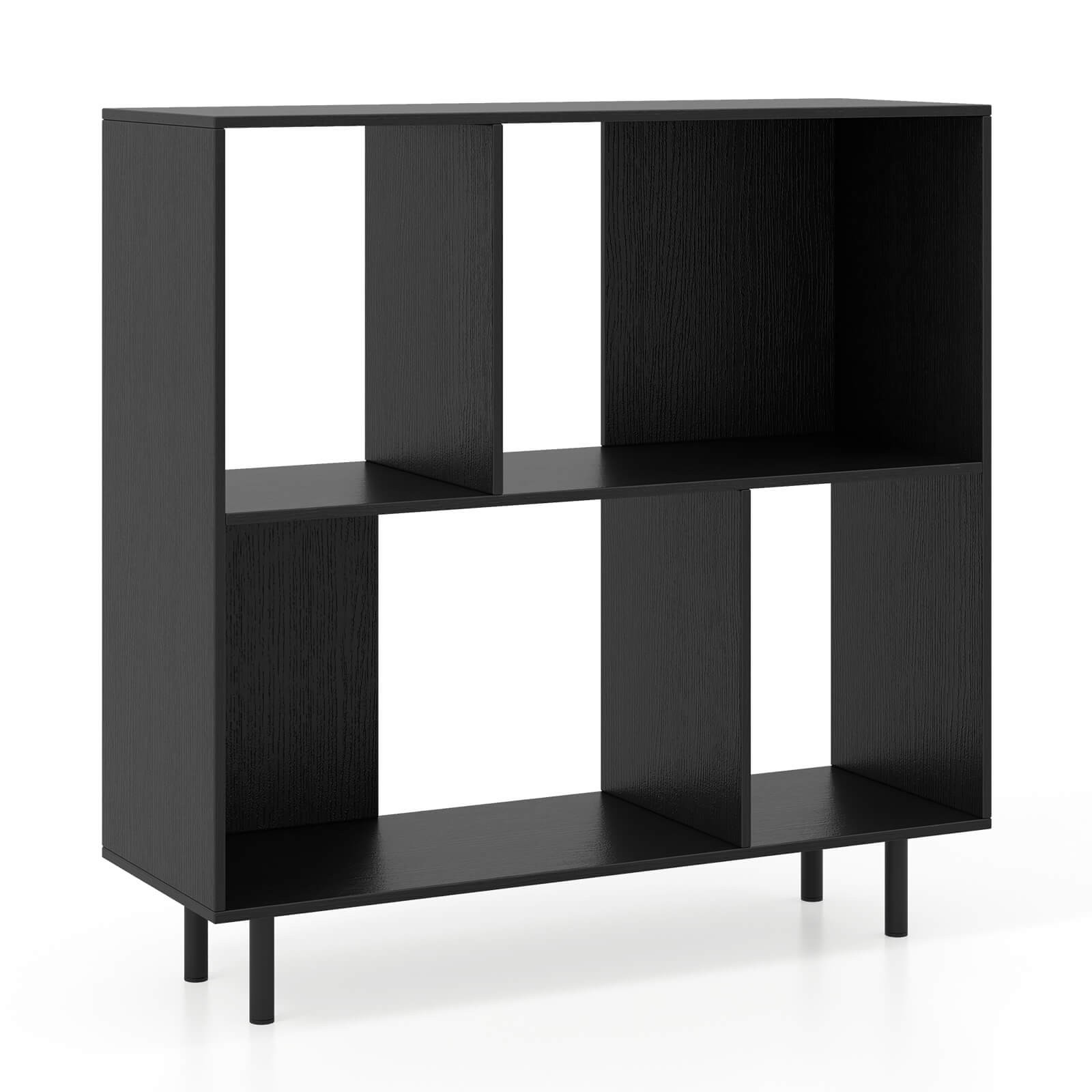 Open Shelf Bookcase Mid Century Modern Cube Bookshelf with 4 Compartments gallery