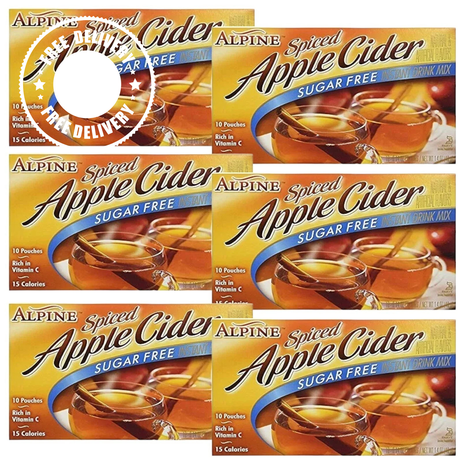 SHIPS SAME DAY, Alpine Spiced Apple Cider SUGAR-FREE Instant Drink Mix - 6 PACK gallery