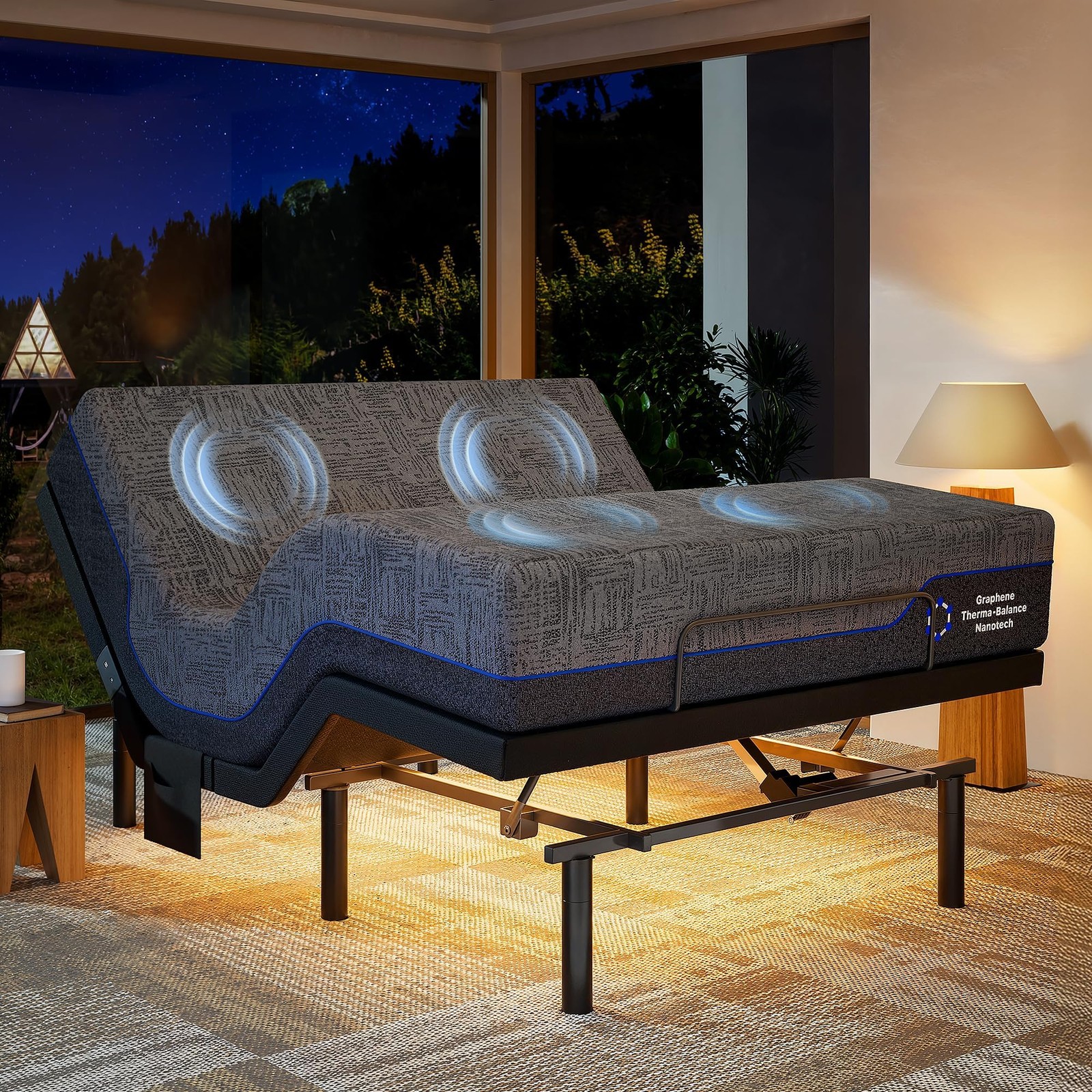 Adjustable Bed Frame Queen Electric Massage Head Foot Incline USB LED Marsail gallery