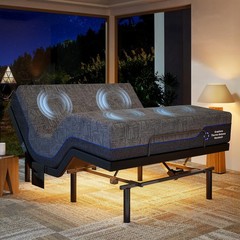 Adjustable Bed Frame Queen Electric Massage Head Foot Incline USB LED Marsail