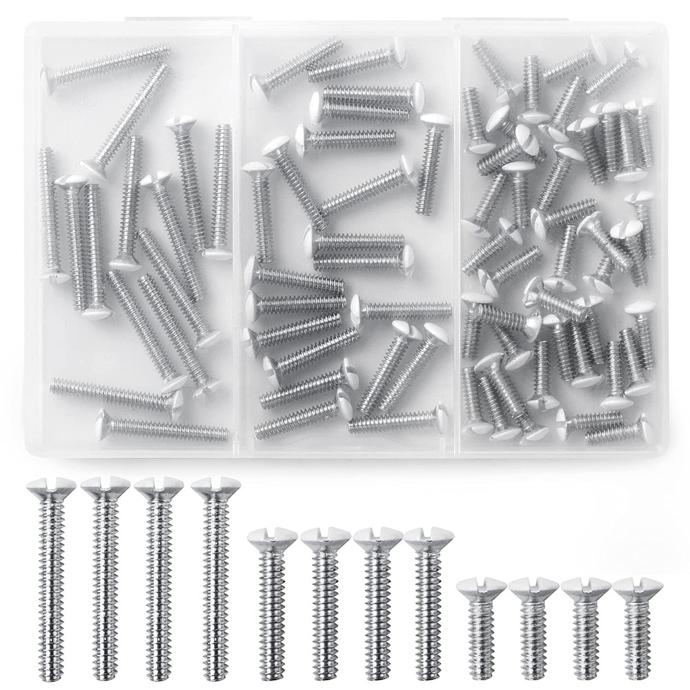 Bates Wall Plate Screws 75 Pack Assorted Size Outlet WHITE Cover Long Electrical