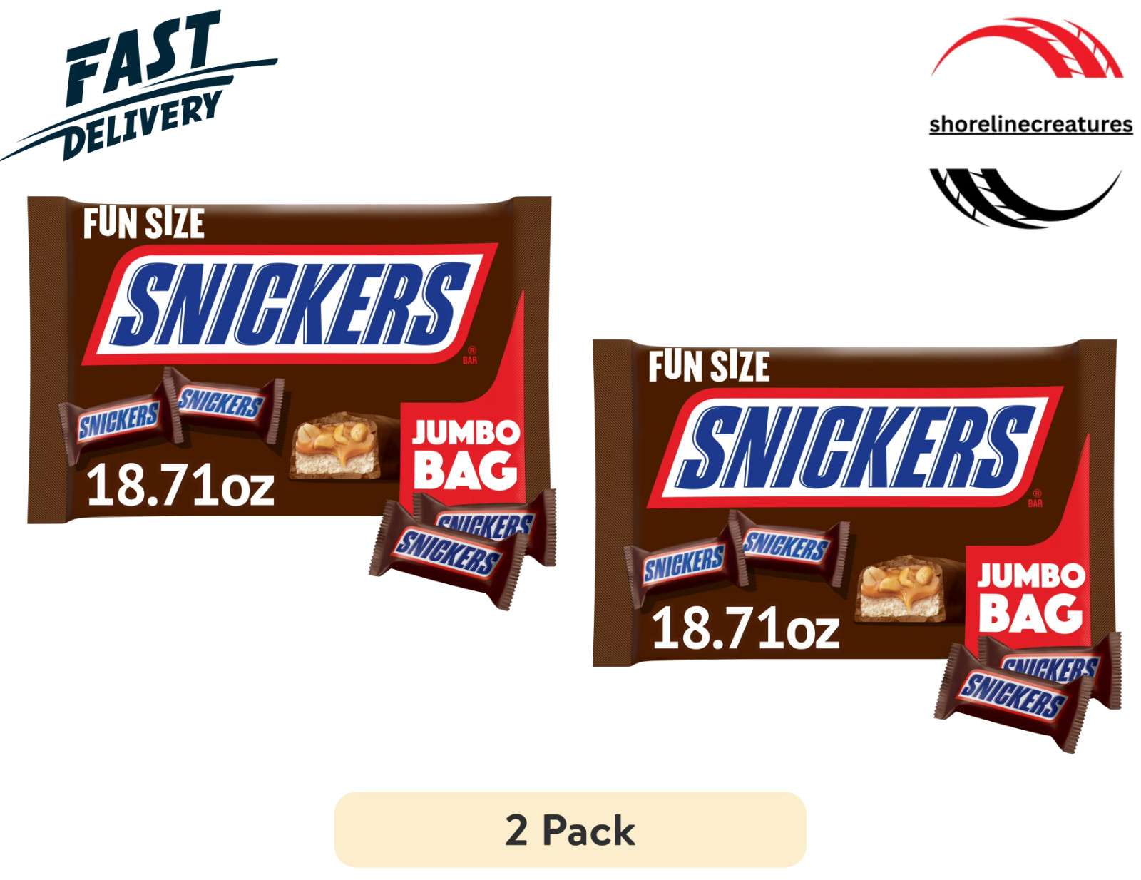 Snickers Fun Size Chocolate Bars, Jumbo Candy Bag (2 Pack) gallery