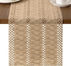 Boho Table Runner 48 inches Small Coffee Table Runner Rustic Burlap Macrame