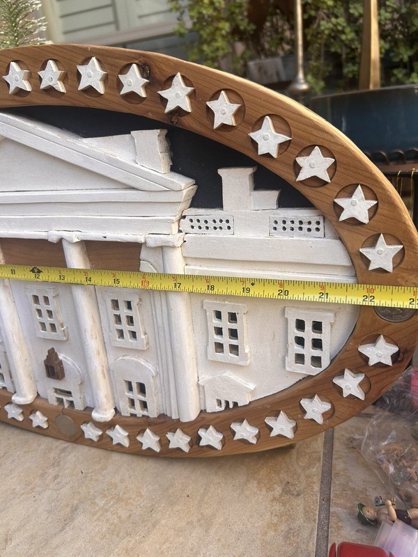 White House Intarsia Pattern - COMPLETED 4.11 pounds, 23-1/2” wide wall art gallery