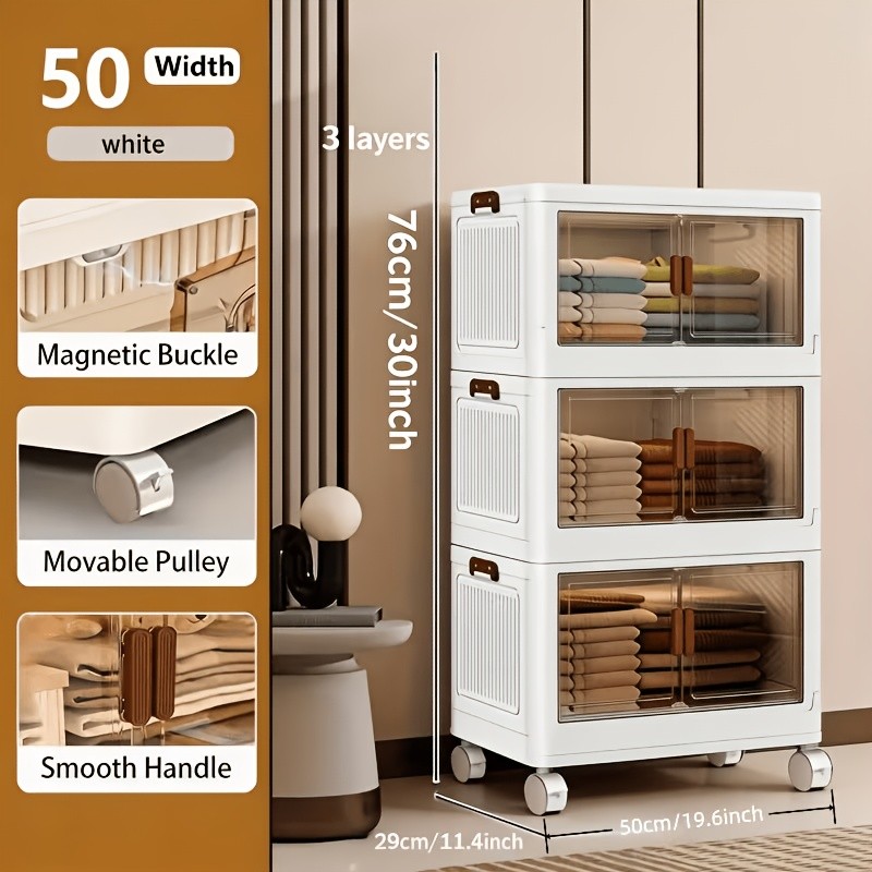 Layer Extra Large Storage Cabinet, Multi-Layer Foldable Storage Box with Door gallery