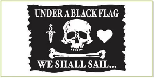 UNDER A BLACK FLAG WE SHALL SAILT PIRATE BLACK Vinyl Decal Bumper Sticker gallery