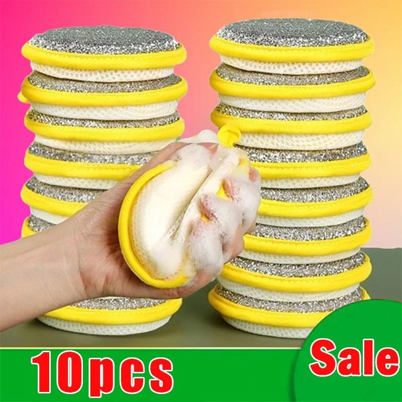 Double-Sided Scouring Pads Dish Pan Washing Sponge Kitchen Cleaning Tool gallery