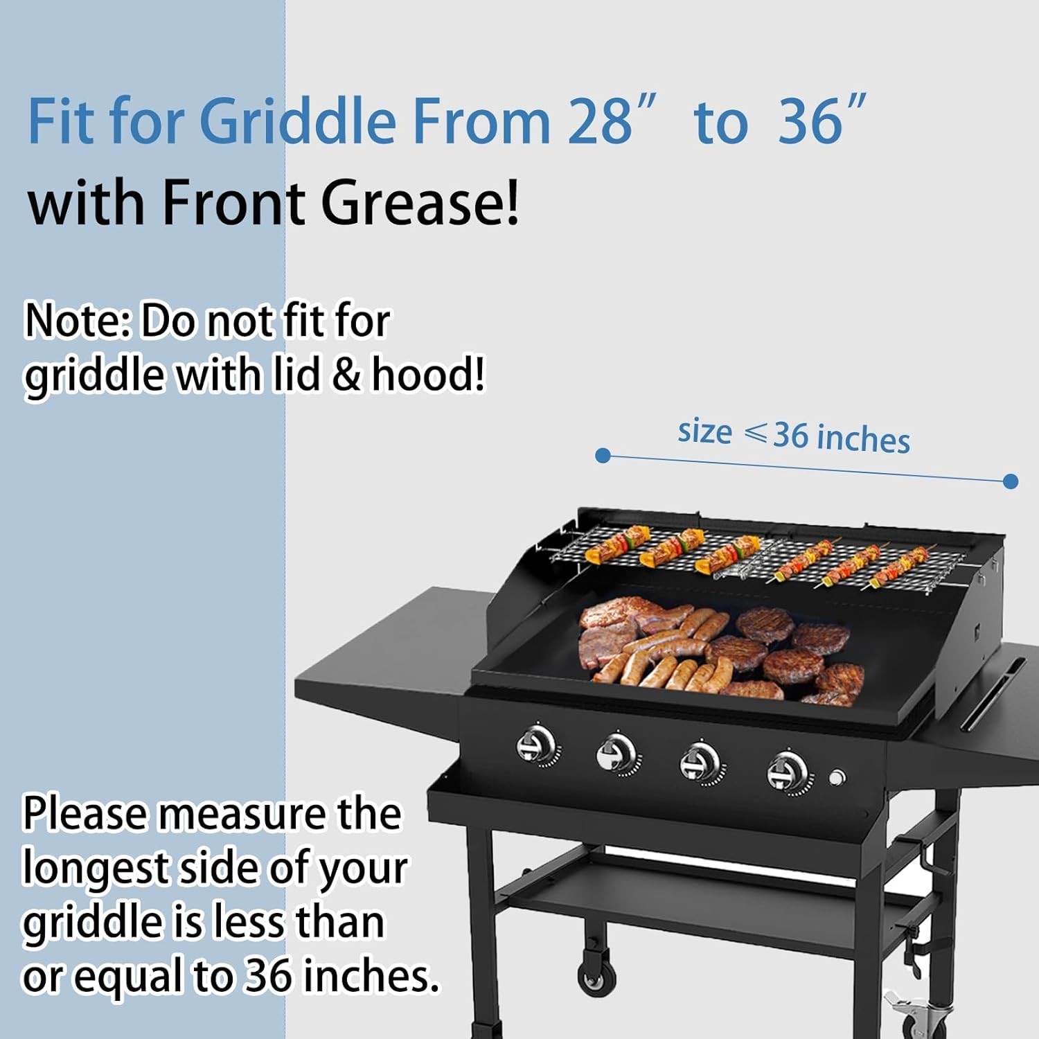 Universal Wind Guard and Warming Rack Set Fit for Griddle From 28" to 36" withou gallery