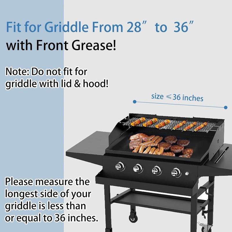 Universal Wind Guard and Warming Rack Set Fit for Griddle From 28" to 36" withou gallery