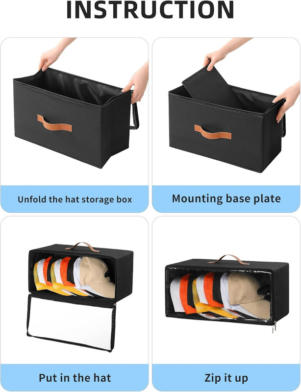 2 Pack Front-Opening Hat Organizer for Baseball Caps, Stackable Rigid Hat Storag gallery