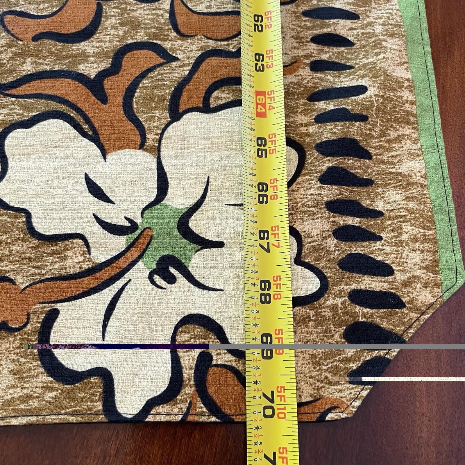 Retro Polynesian Table Runner Tropical Hawaiian Print 13"x70" Green Brown Tiki gallery