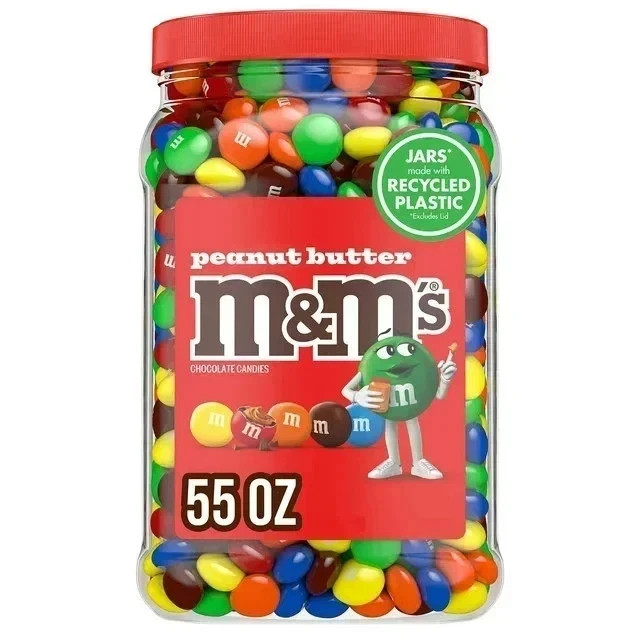 M&Ms Peanut Butter Candy 55 oz Jar Chocolate Candies Tub Bulk 3.43LB(FREE SHIP) gallery