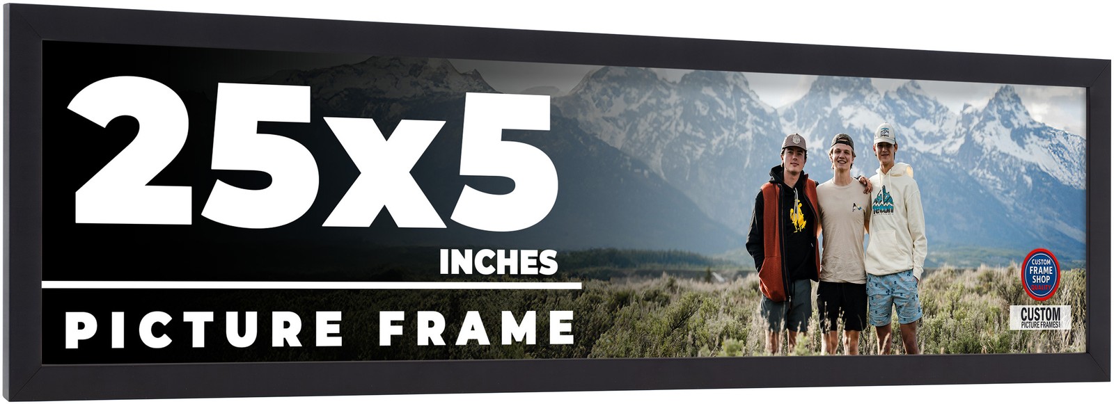 25x5 Frame Black Real Wood Picture Frame Width 0.75 inches | Interior Frame Dept gallery