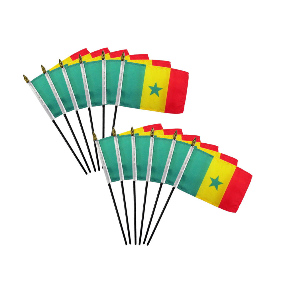 1 Dozen Senegal 4x6in Mini Handheld Country Stick Flags for Parades, Classrooms gallery