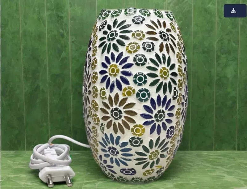 Turkish Mosaic Table Lamp Multicolor Glass Handmade Boho Night Light Decor gallery