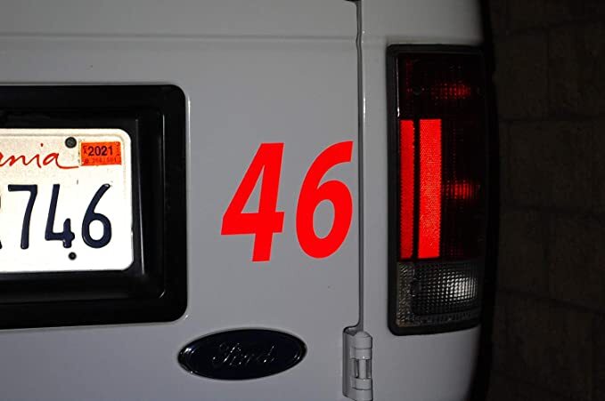 0-9 Reflective Numbers Red Sticker Vinyl Decal pick 1"-12" Set Of 20 (RV2-2) gallery