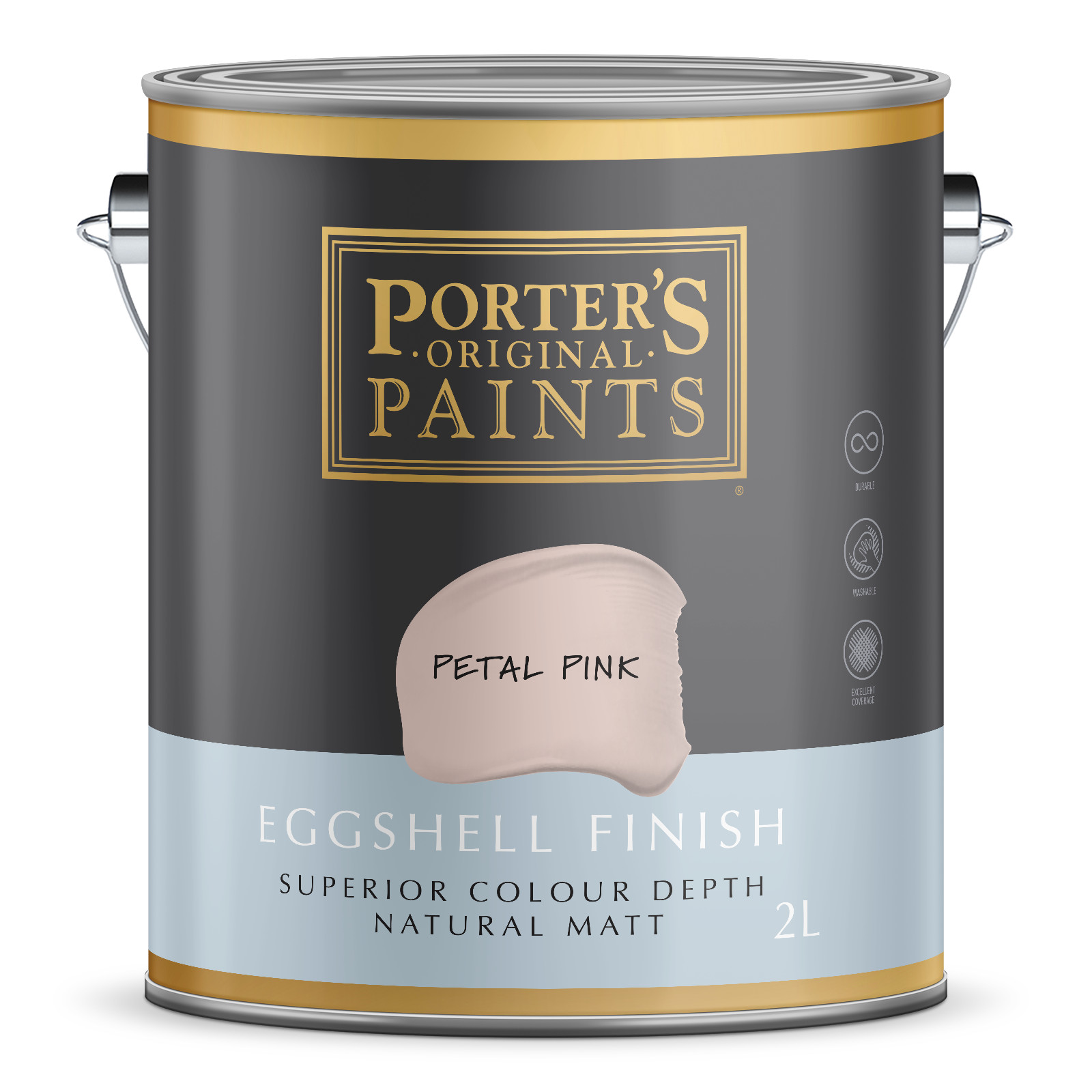 Porter's 2L Petal Pink Eggshell Finish Broadwall Washable Paint gallery