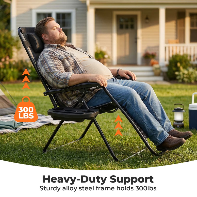 Alvantor 2-Pack Zero Gravity Lounge Chairs,Folding Recliners with Pillow & Cup H gallery