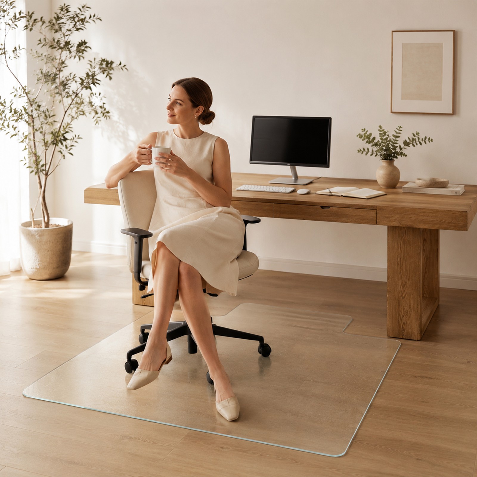 Clear Irregular Tempered Glass Chair Mat 36x47 in gallery